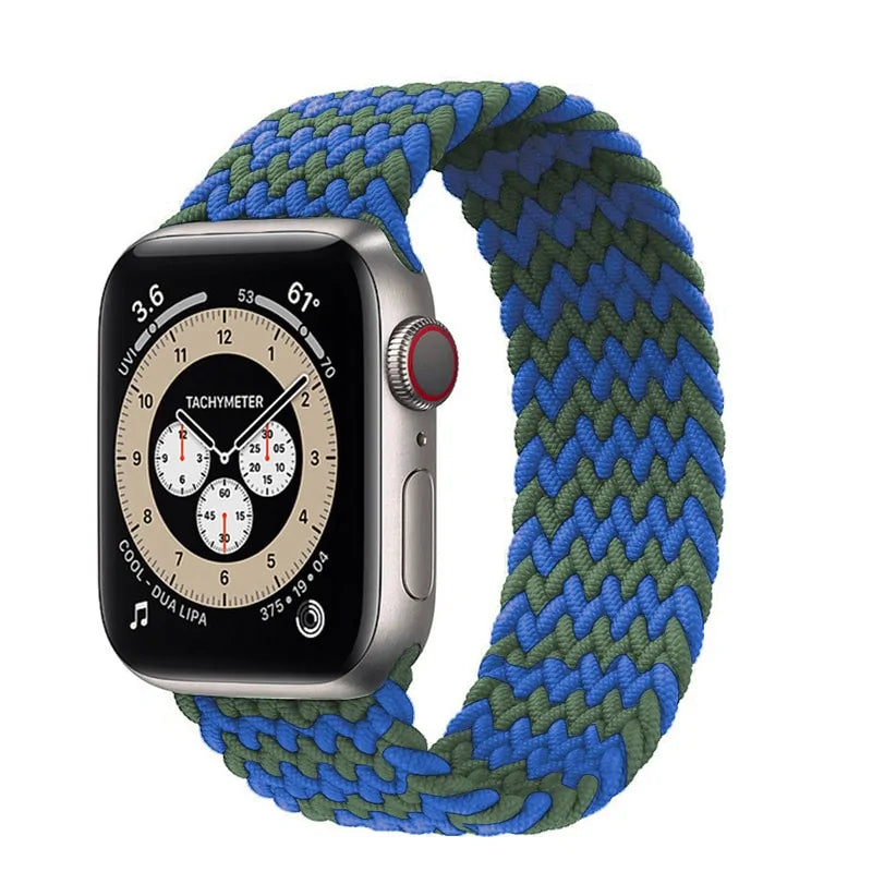 Braided Solo Loop Nylon Band for Apple Watch Series 3-6 & SE (Sizes: 44mm, 40mm, 38mm, 42mm)