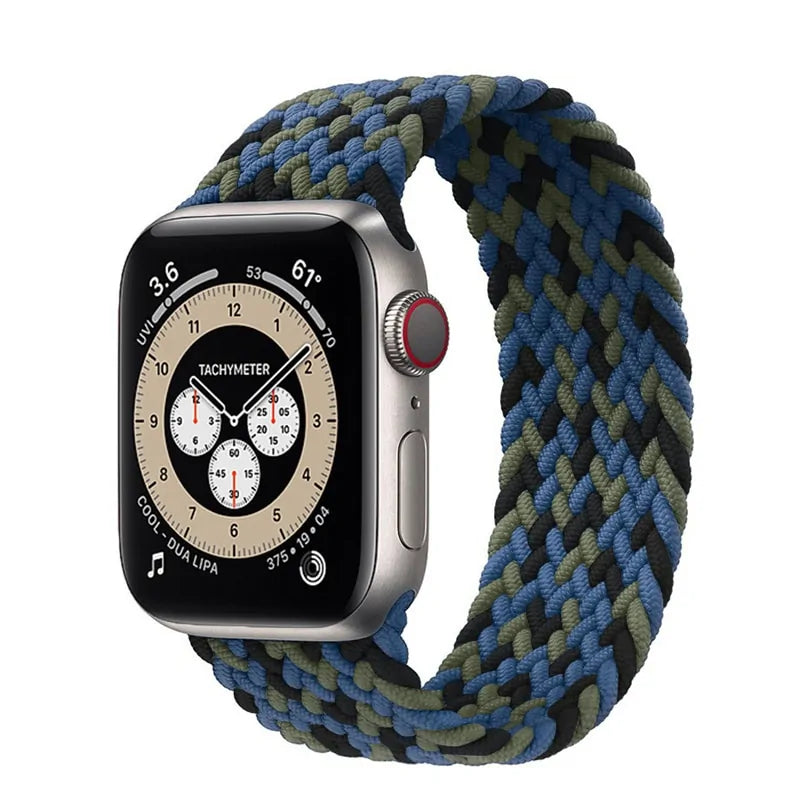 Braided Solo Loop Nylon Band for Apple Watch Series 3-6 & SE (Sizes: 44mm, 40mm, 38mm, 42mm)