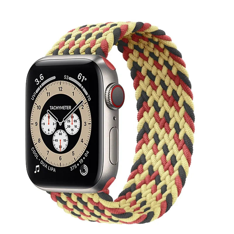 Braided Solo Loop Nylon Band for Apple Watch Series 3-6 & SE (Sizes: 44mm, 40mm, 38mm, 42mm)