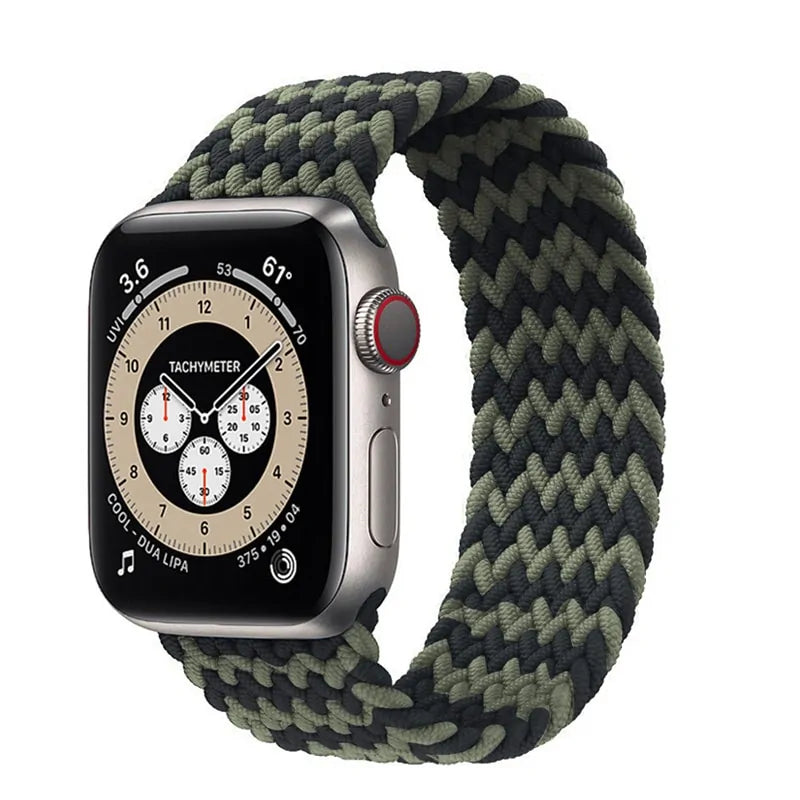 Braided Solo Loop Nylon Band for Apple Watch Series 3-6 & SE (Sizes: 44mm, 40mm, 38mm, 42mm)