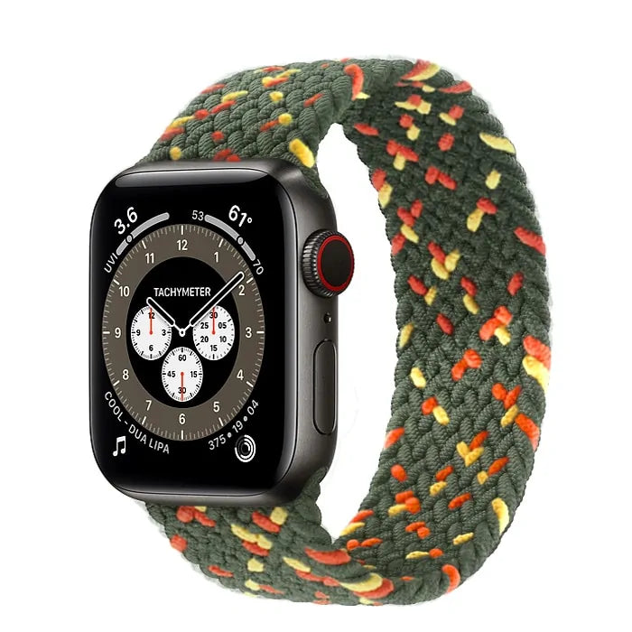 Braided Solo Loop Nylon Band for Apple Watch Series 3-6 & SE (Sizes: 44mm, 40mm, 38mm, 42mm)